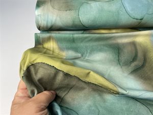 Bomuldsjersey - marble mønster i grønne toner